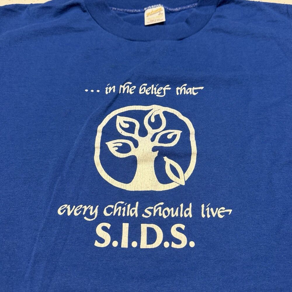 1980s Vintage Shirt SIDS Infant Double Sided Tee Selvedge Sportswear sz L